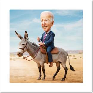 Biden on a donkey Posters and Art